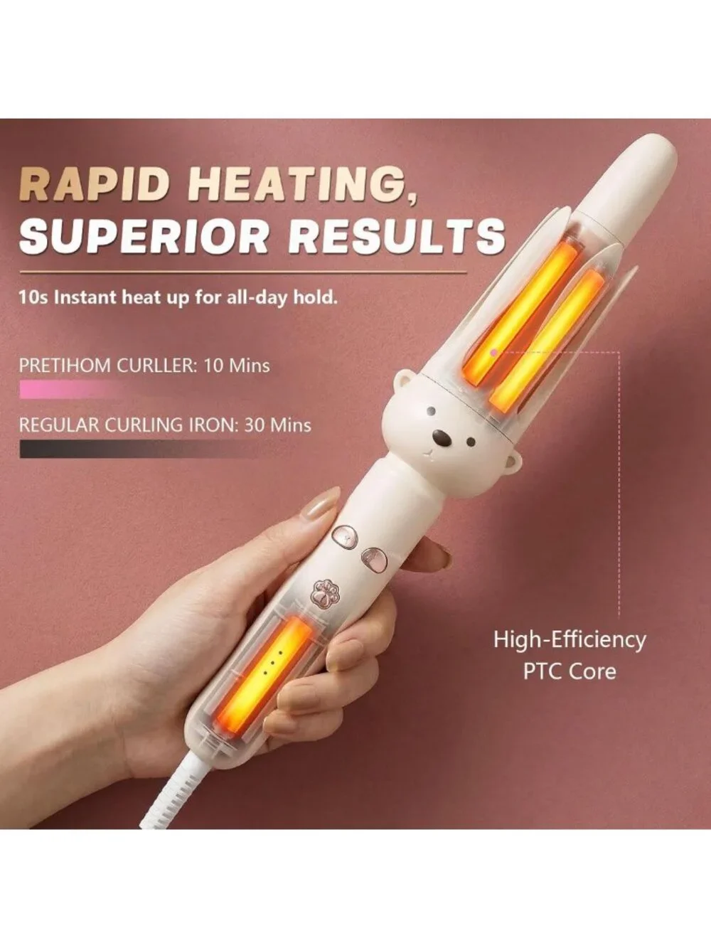 Automatic Rotating Curling Iron - 1.1 Inch Curling Wand for Beach Waves